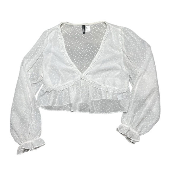 H&M Long Sleeve Dot Top Blouse - Picture 1 of 8